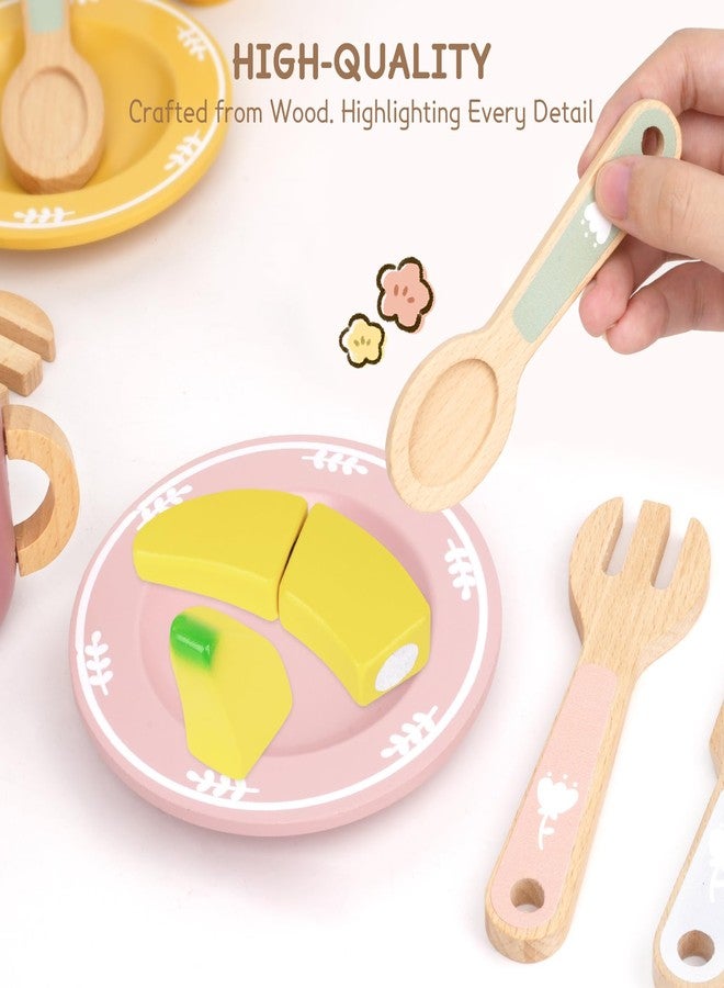 LFENYIGI 20 PCS Kitchen Playset with Wooden Toy Plates and Dishes, Montessori Kitchen Toys for Girls and Boys, Wooden Play Kitchen Accessories for Kids Toddlers Aged 3 and up - Image 4